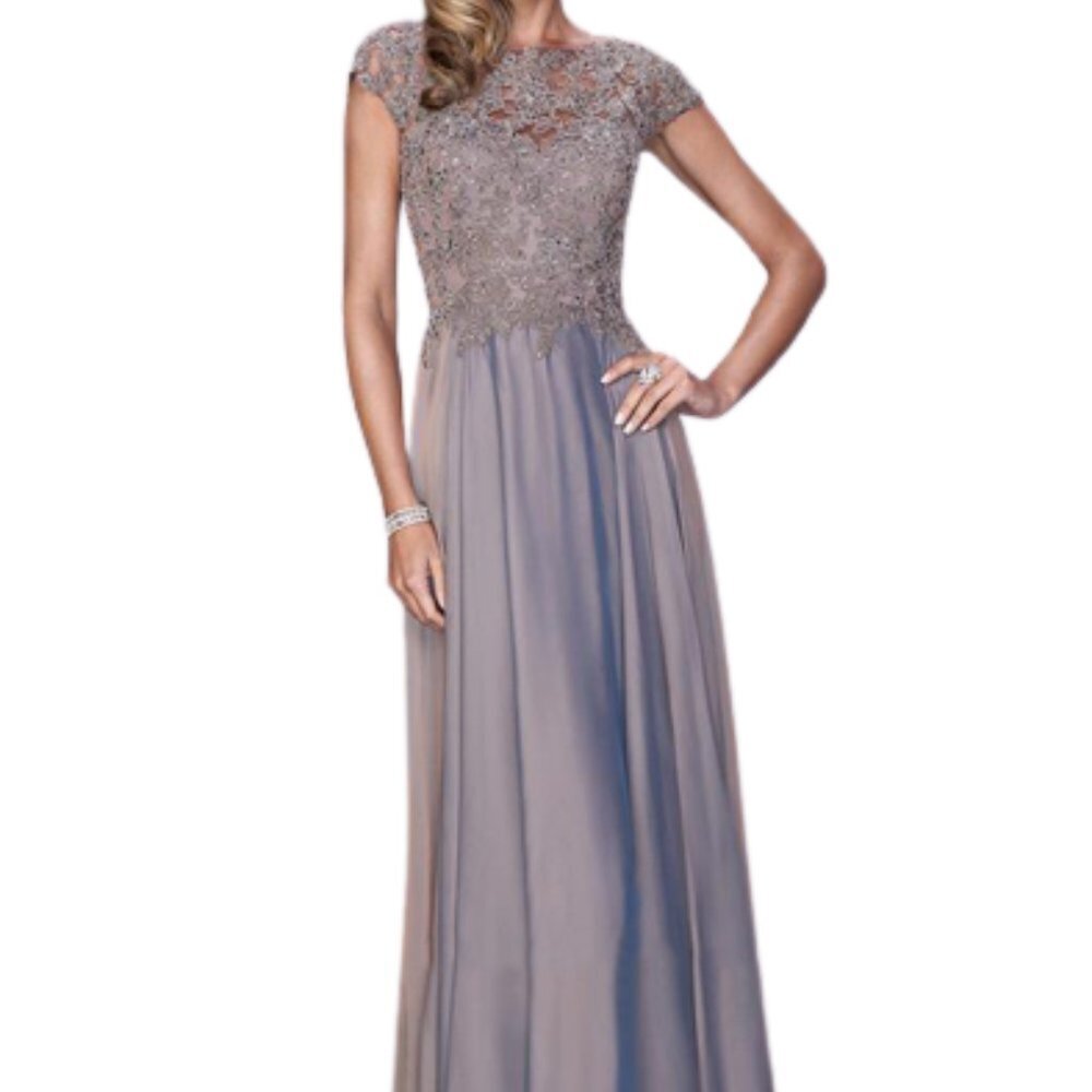 NWT La Femme 21627 Chiffon Prom Dress Brown Size 6